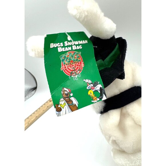 1998 Warner Bros Studio Store Bugs Bunny Snowman Bean Bag Plush Toy 10" NWT - Picture 2 of 6